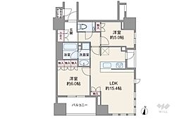 ザ・パークハウス梅田タワー 2LDKの間取図画像