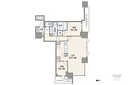 シエリアタワー大阪堀江 2LDKの間取図画像