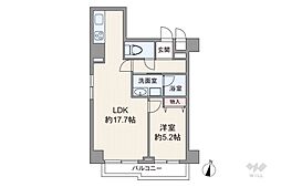 シーズ梅田東 1LDKの間取図画像
