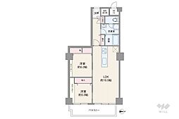 パレロワイヤル順慶町 2LDKの間取図画像