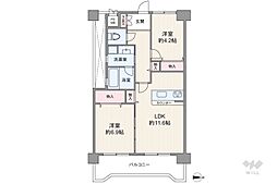 ノバカネイチ同心町 2LDKの間取図画像