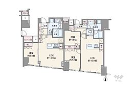 BrilliaTower堂島 3LDKの間取図画像