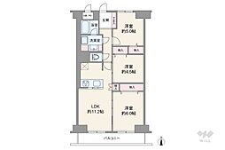 シャルマンコーポ野江2期 3LDKの間取図画像