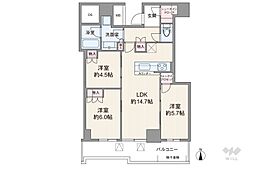 シエリアタワー大阪堀江 3LDKの間取図画像