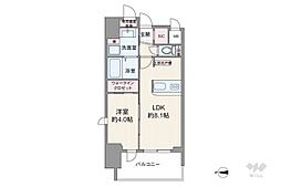 エステムコート谷町9丁目 1DKの間取図画像