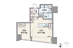 BrilliaTower堂島 1LDKの間取図画像