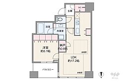 シティタワー大阪天満ザ・リバー&パークス 1LDKの間取図画像