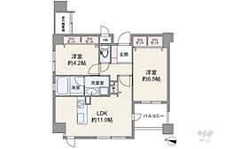リーガル梅田 2LDKの間取図画像