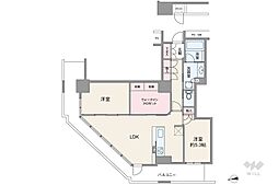 阿波座ライズタワーズフラッグ46 2LDKの間取図画像