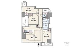 ローレルタワー御堂筋本町 3LDKの間取図画像