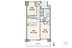 エスリード上本町グラセント 2LDKの間取図画像