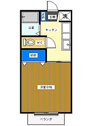 エクレールさくらA 1Kの間取図画像