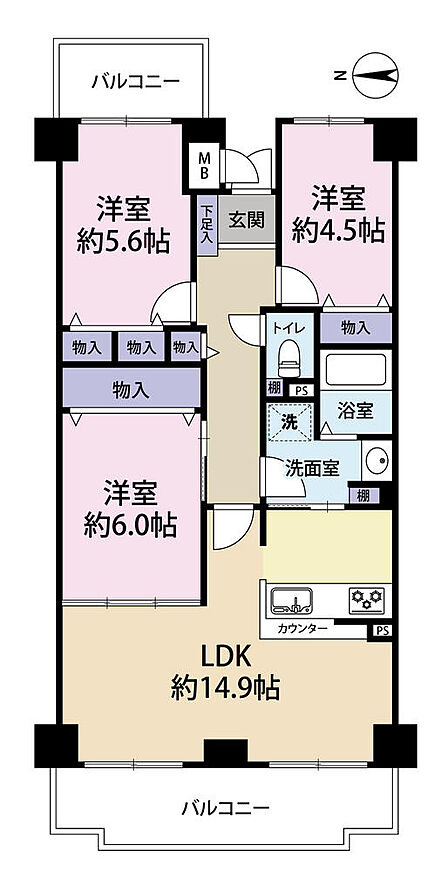3LDK 間取り