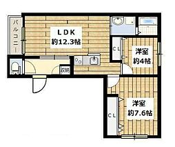 ポラリス中目黒 2LDKの間取図画像