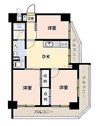 ハイネス中目黒 3DKの間取図画像