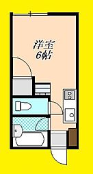 シティハウス南橋本 2階ワンルームの間取り