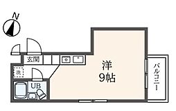 ユーカリハイツ八王子 1階ワンルームの間取り