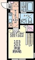 リベルテ相模原 1階1Kの間取り