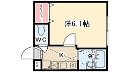 コートランドパーク 1Kの間取図画像