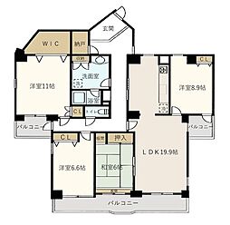 イトーピア神戸藤原台B棟 4LDKの間取図画像