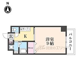 京阪本線 枚方公園駅 徒歩4分の賃貸マンション 4階1Kの間取り