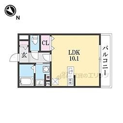 京阪本線 枚方市駅 徒歩15分の賃貸アパート 2階ワンルームの間取り