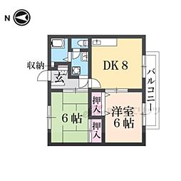 ビヨンドエミネンスB棟 1階2DKの間取り