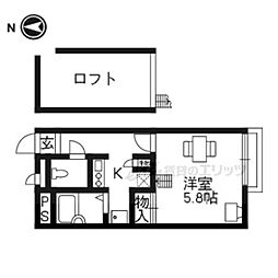 レオパレスアーバンアメニティー 2階1Kの間取り