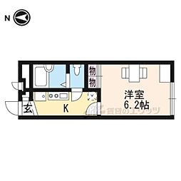 レオパレスシャルム 1階1Kの間取り