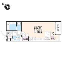 JR片町線(学研都市線) 徳庵駅 徒歩8分の賃貸アパート 2階ワンルームの間取り