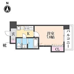 近鉄難波線 布施駅 徒歩8分の賃貸マンション 8階1Kの間取り