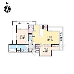 フィエルテ 3階2LDKの間取り