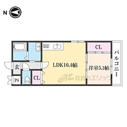 京阪本線 樟葉駅 徒歩29分の賃貸アパート 2階1LDKの間取り