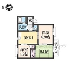 グランデージ 1階3DKの間取り