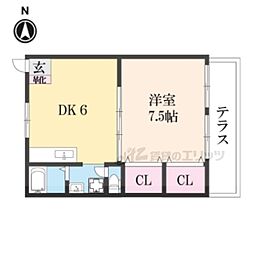 シャトー西村 1DKの間取図画像