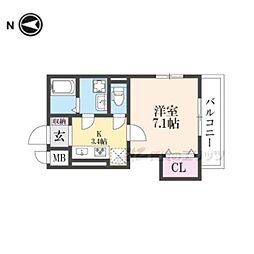 京阪交野線 宮之阪駅 徒歩11分の賃貸アパート 2階1Kの間取り