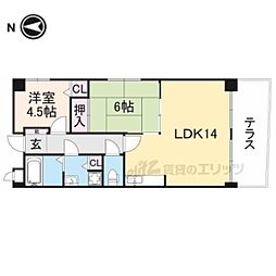 エシックス無辺 1階2LDKの間取り