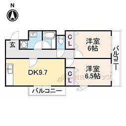 ルディシアコート 5階2LDKの間取り