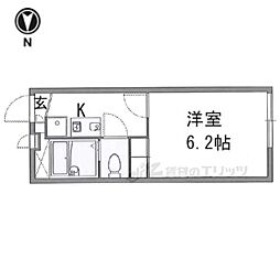 近鉄奈良線 若江岩田駅 徒歩14分の賃貸アパート 2階1Kの間取り