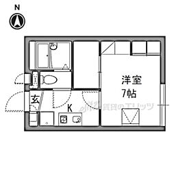 レオパレスミズキ 1階1Kの間取り