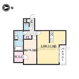 シエーナ楠葉ジェミオス 3階1LDKの間取り