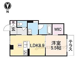 近鉄奈良線 八戸ノ里駅 徒歩2分の賃貸マンション 1階1LDKの間取り