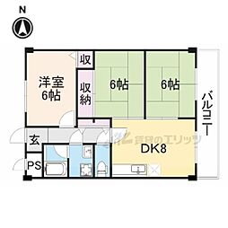 ネストクレール 2階3DKの間取り