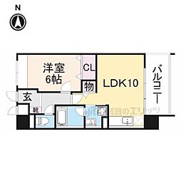 近鉄けいはんな線 荒本駅 徒歩3分の賃貸マンション 7階1LDKの間取り