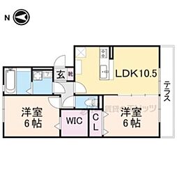 グレース中谷B 2LDKの間取図画像