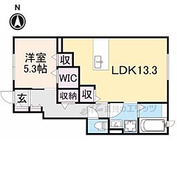 ファミール中I 1階1LDKの間取り