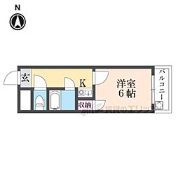 オスカー香里 1Kの間取図画像