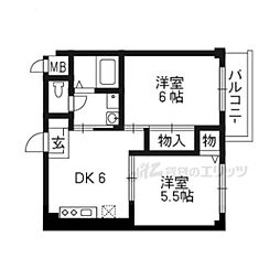 セレコート枚方2 2DKの間取図画像