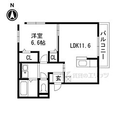 グリシーナ 1LDKの間取図画像