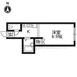 サンライズ牧野 1Kの間取図画像